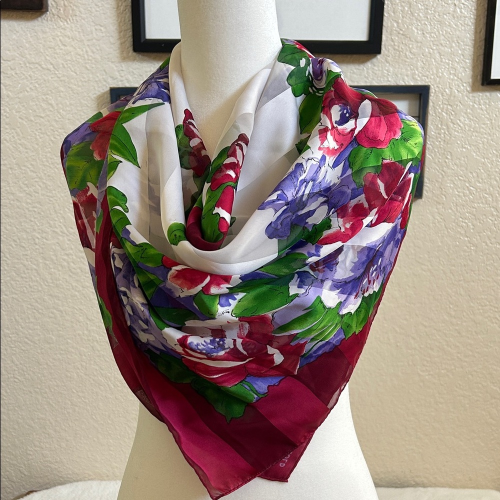 Elaine Gold Floral Scarf with Multicolor Design